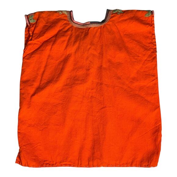 Mexican Orange Embroidered Multi-Colored Flowers Short Sleeve Childs Top - Picture 3 of 7